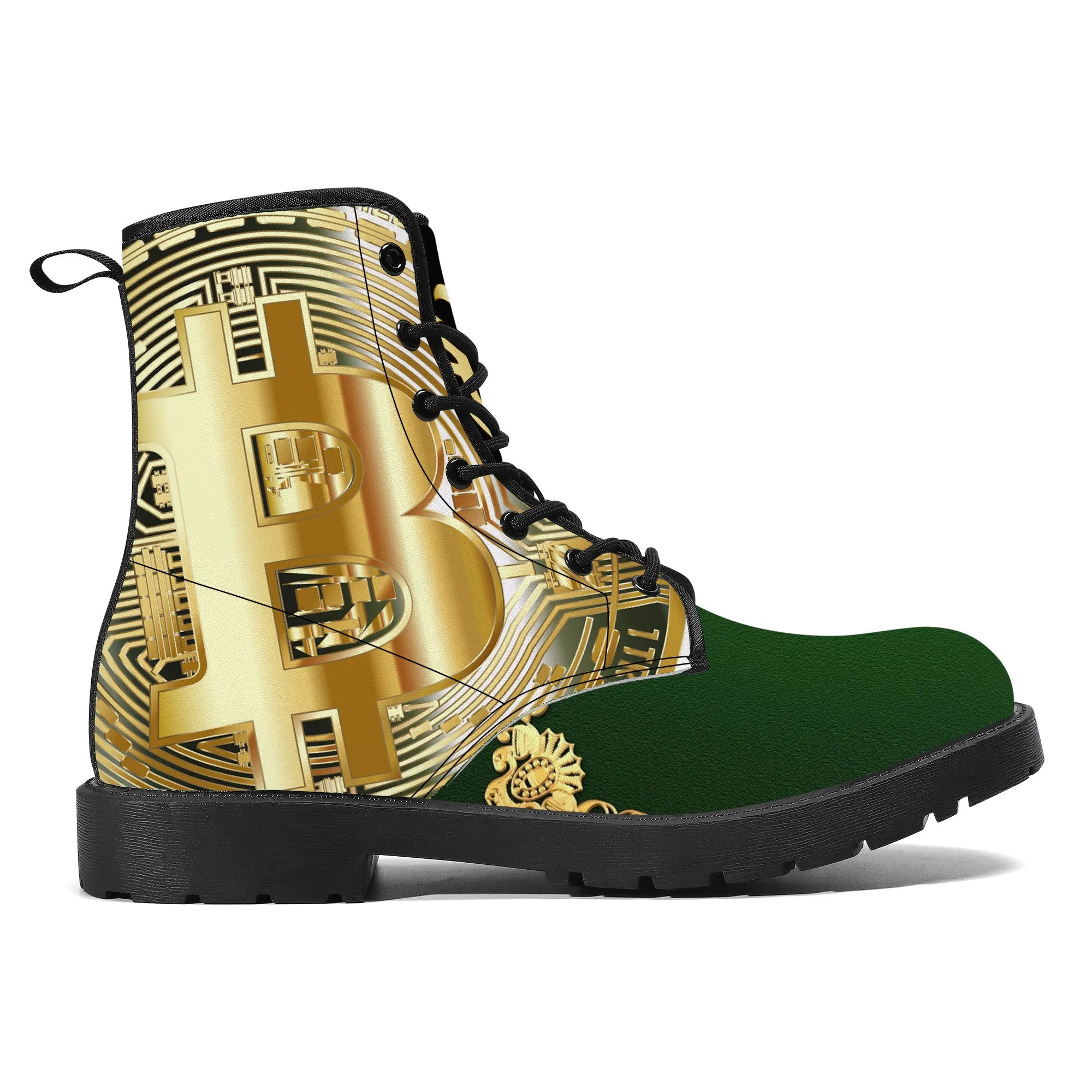 Bitcoin Boots Synthetic Vegan Leather | Boots Customized | Shoe Zero