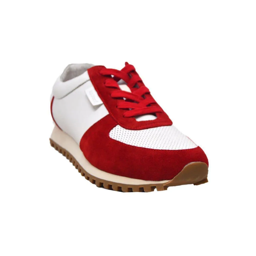 British Walkers Surrey Men's Red and Beige Leather and Suede Sneakers