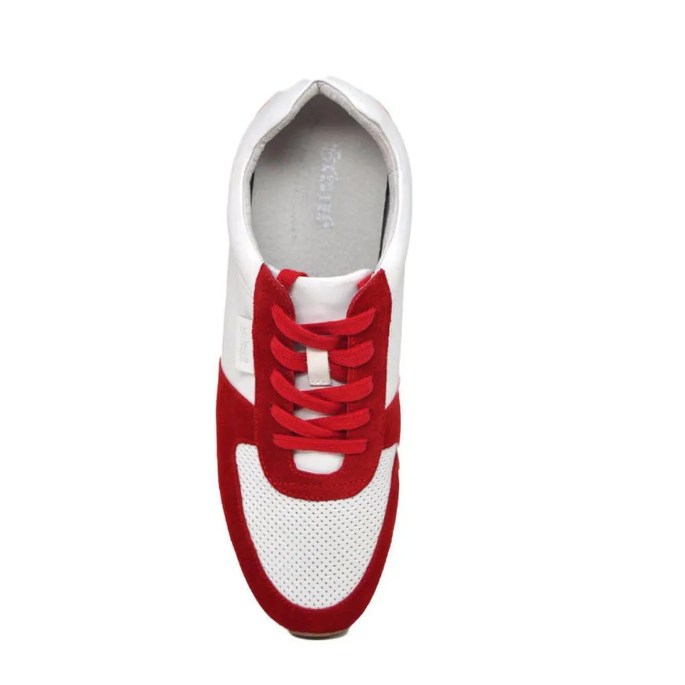 British Walkers Surrey Men's Red and Beige Leather and Suede Sneakers