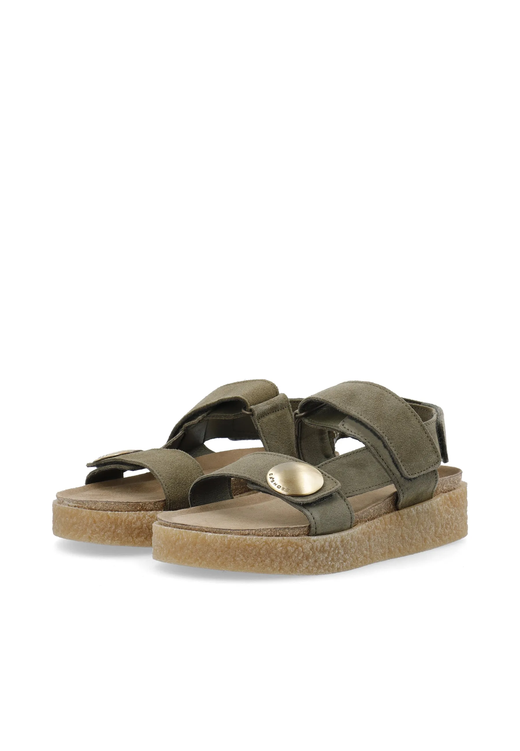 Casdagmar Olive Suede Velcro Sandals