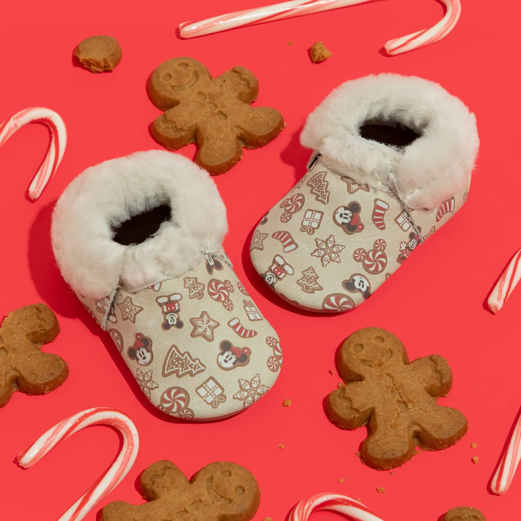 Disney Mickey and Minnie Gingerbread Shearling Baby Shoe