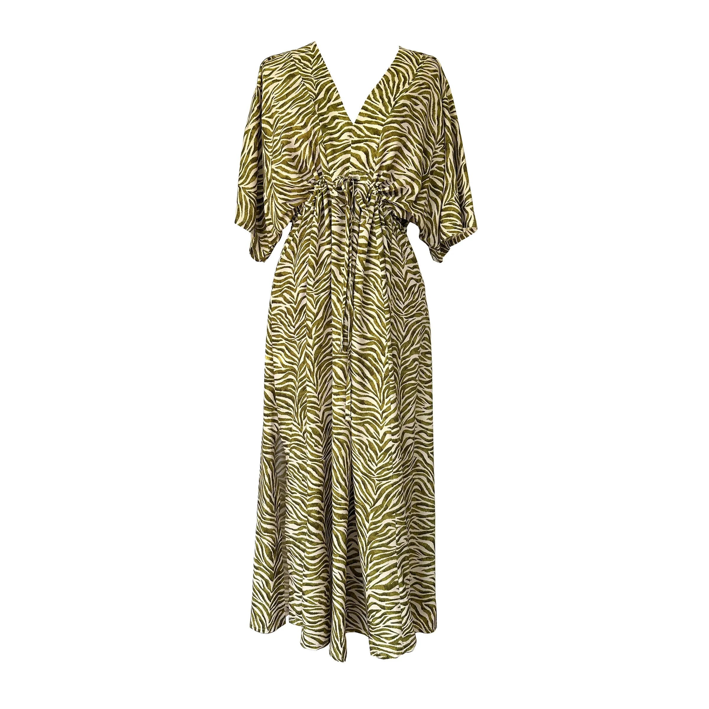 Gold Zebra Kaftan Dress