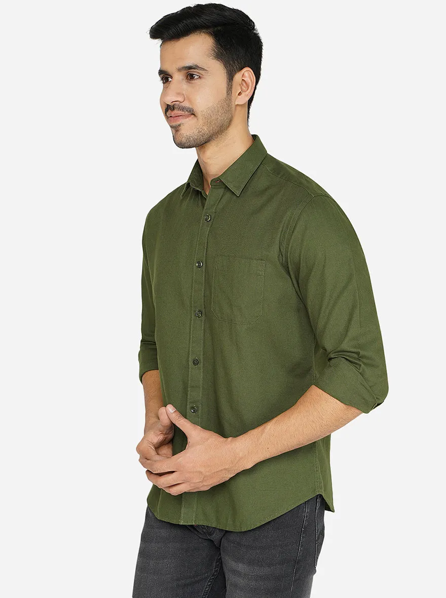 Green Solid Classic Fit Casual Shirt | Greenfibre