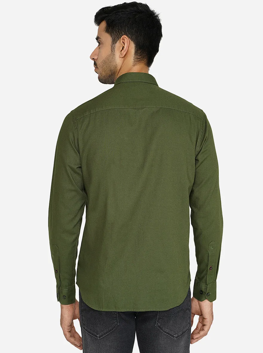 Green Solid Classic Fit Casual Shirt | Greenfibre