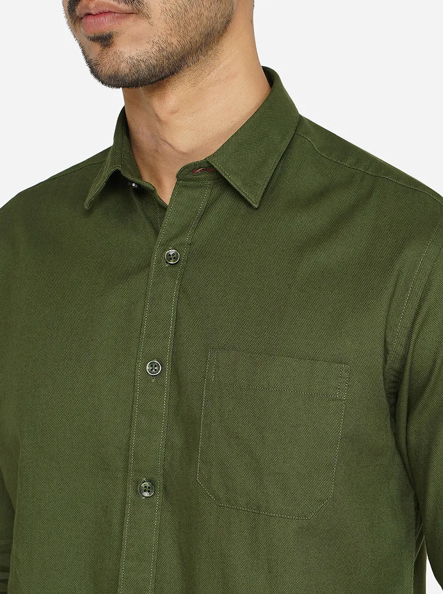 Green Solid Classic Fit Casual Shirt | Greenfibre