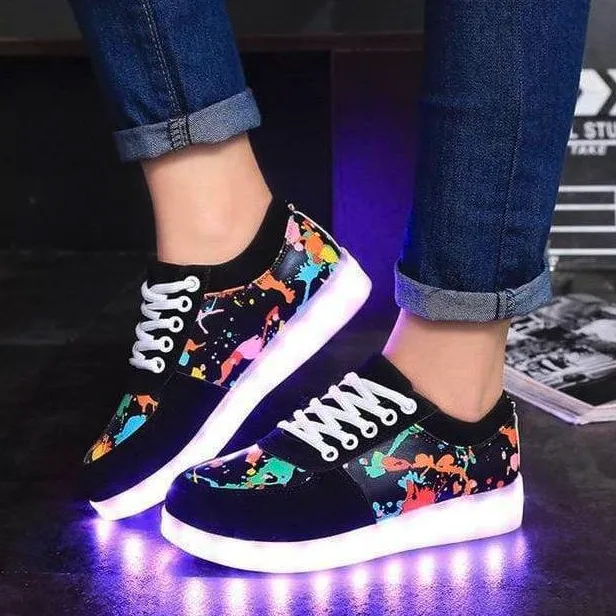 Led Shoes Graffiti Perfect Design  | Dancing Led Light Shoes  | Kids Led Light Shoes  | Led Light Shoes For Women