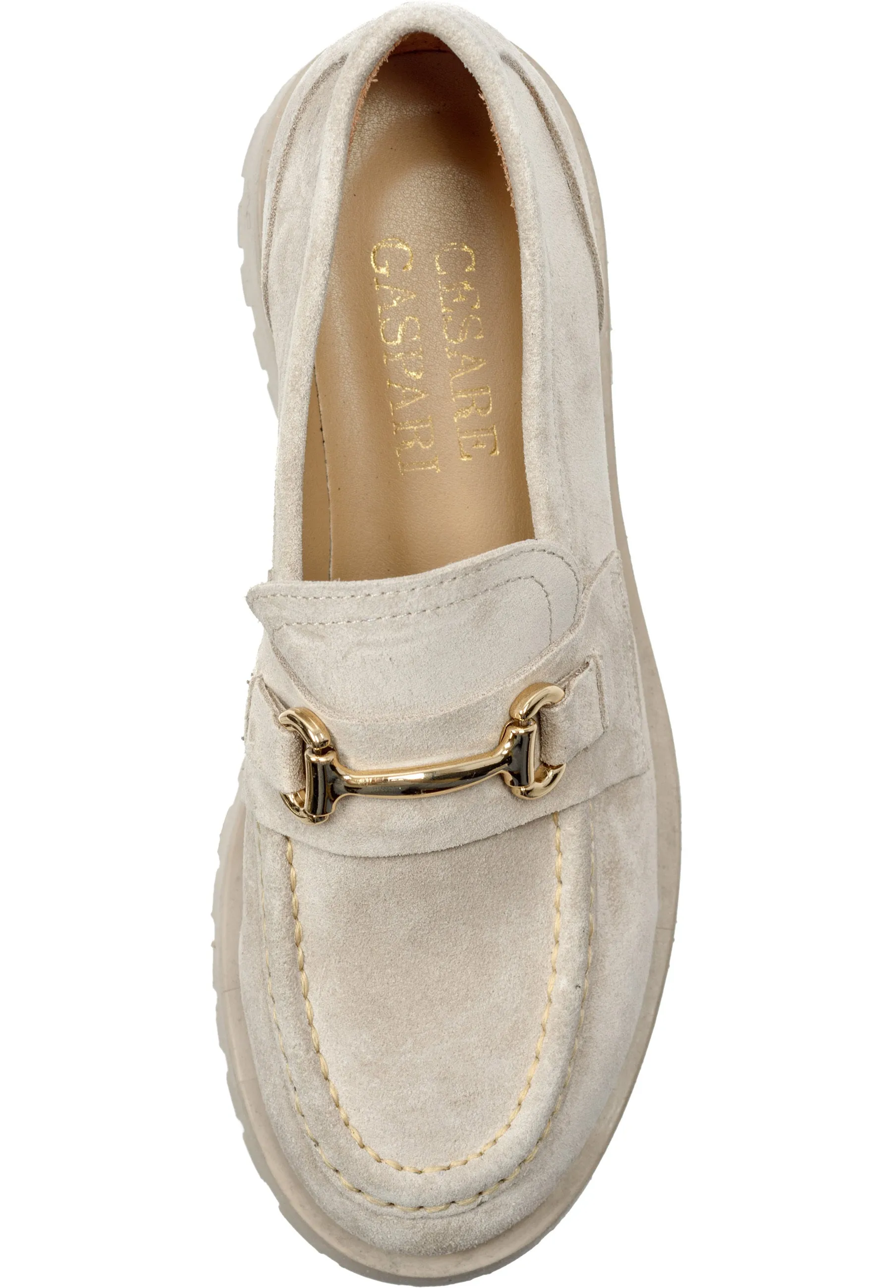 Luxe Glide Gold-Bit Loafers Josephine - Beige