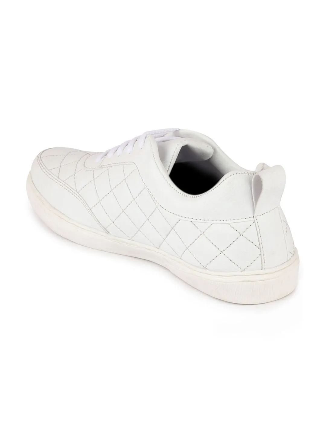 Men White Lace Up Classic Sneakers