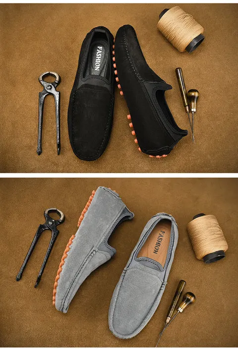 Men's Handmade Driving Shoes Walking Slip On Loafers Lightweight Comfortable Beans Shoes Fashion Slipper