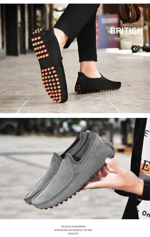 Men's Handmade Driving Shoes Walking Slip On Loafers Lightweight Comfortable Beans Shoes Fashion Slipper