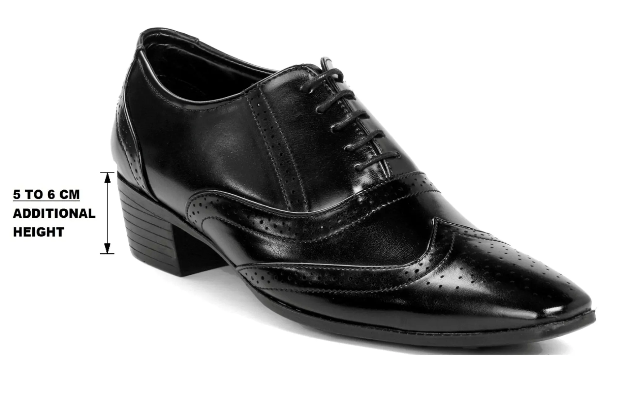 Men's Height Increasing Wedding Wear Brogue Lac-up Shoes