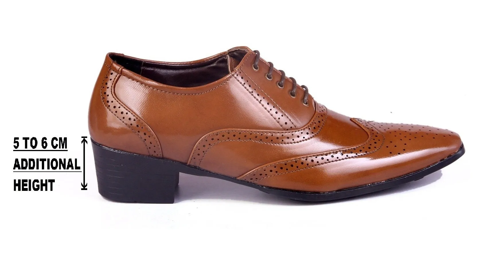 Men's Height Increasing Wedding Wear Brogue Lac-up Shoes