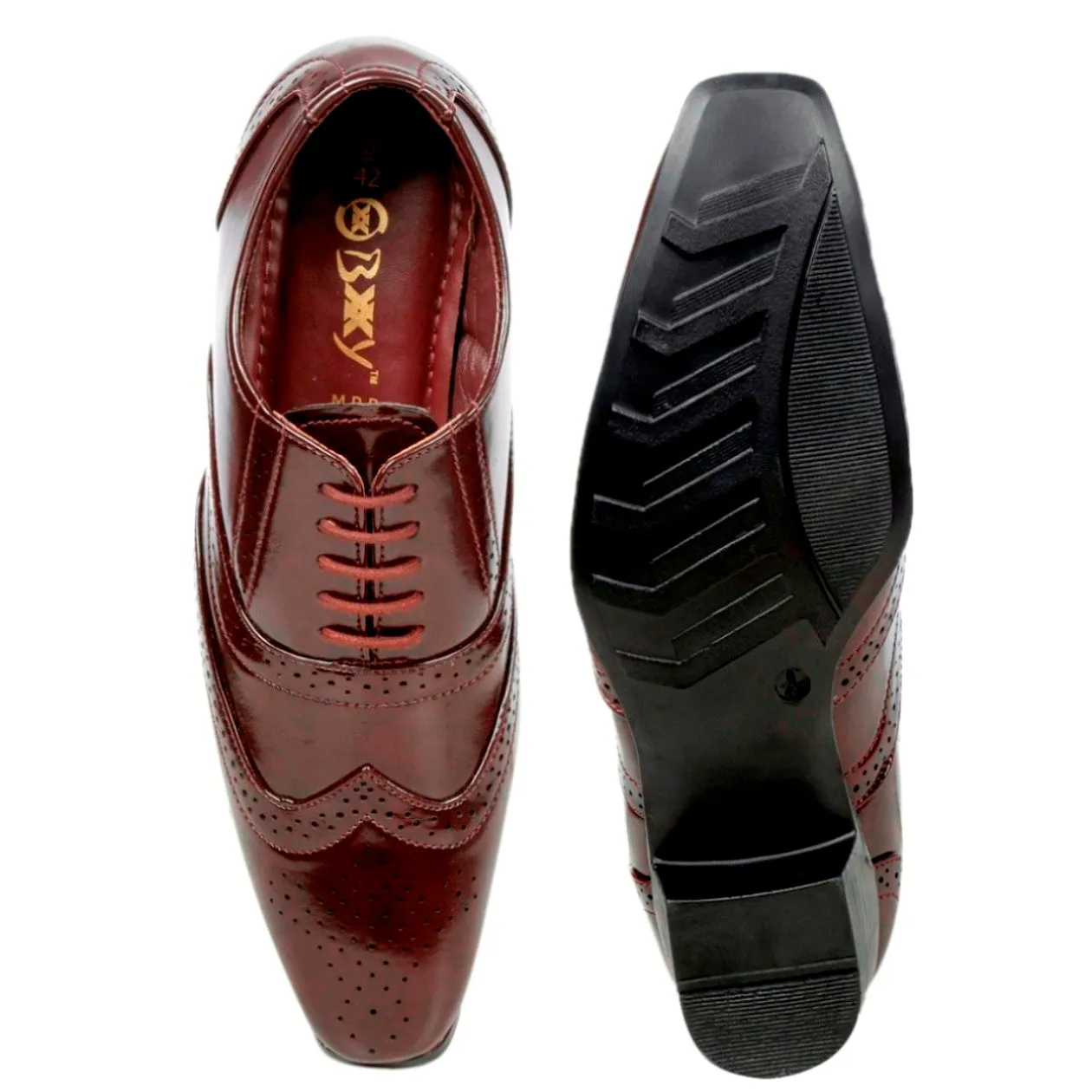 Men's Height Increasing Wedding Wear Brogue Lac-up Shoes