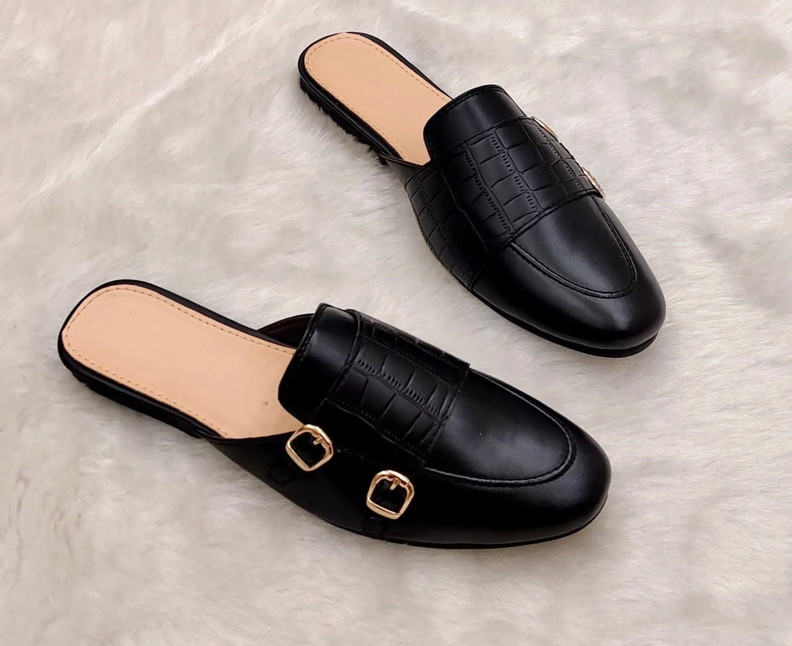 Men's Premium Quality Double Buckle Monk Backless Slip-On Mule Shoes-JonasParamount