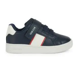 Navy leather sneaker with white and red details B Eclyper