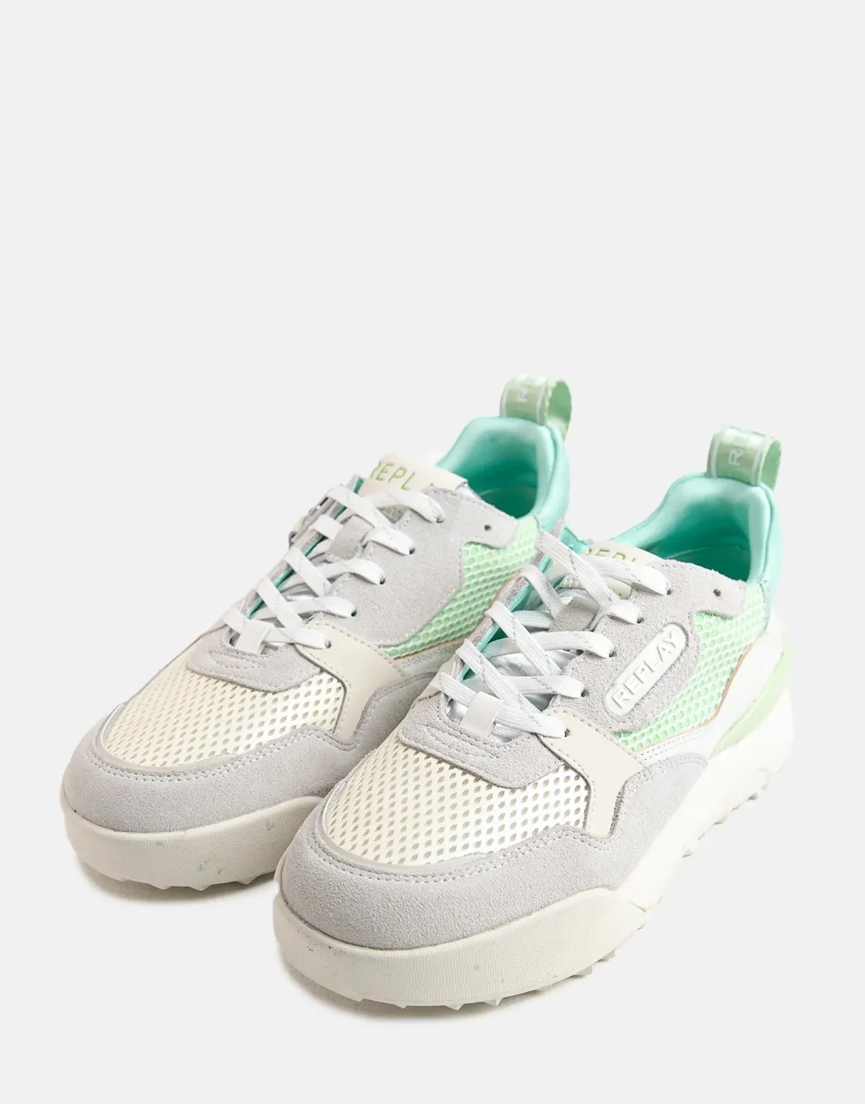 Replay Field Ladies Double White Mint Sneakers