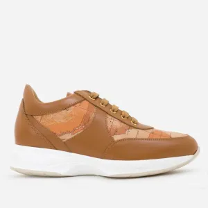 Sneakers Donna 1A Classe Alviero Martini linea Geo Crossing in Pelle Marrone e Dettagli Geo Classic 9810