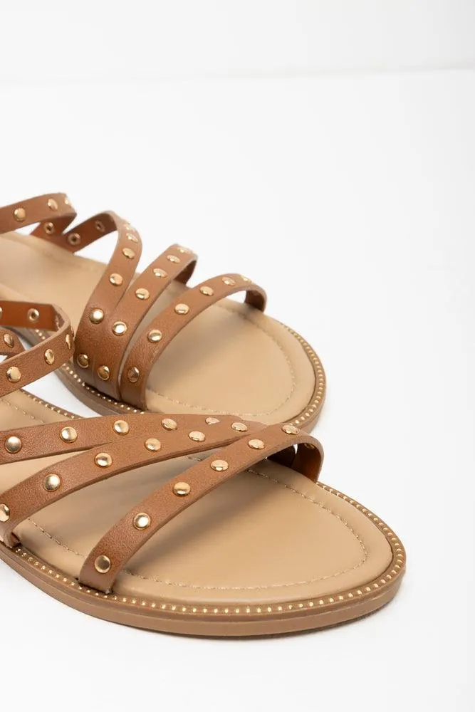 Studded Strappy Sandal Brown