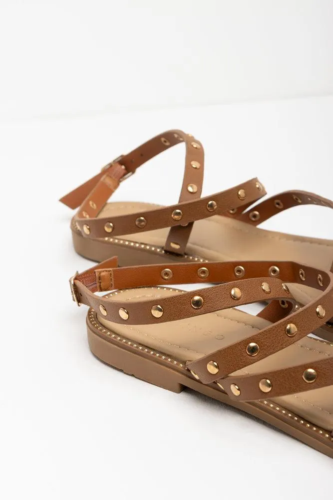 Studded Strappy Sandal Brown