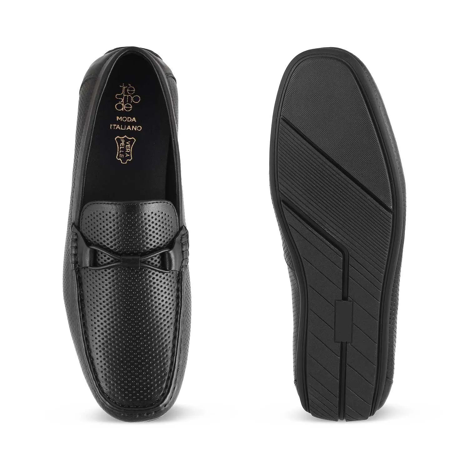 The Yoti Black Men's Leather Driving Loafers Tresmode