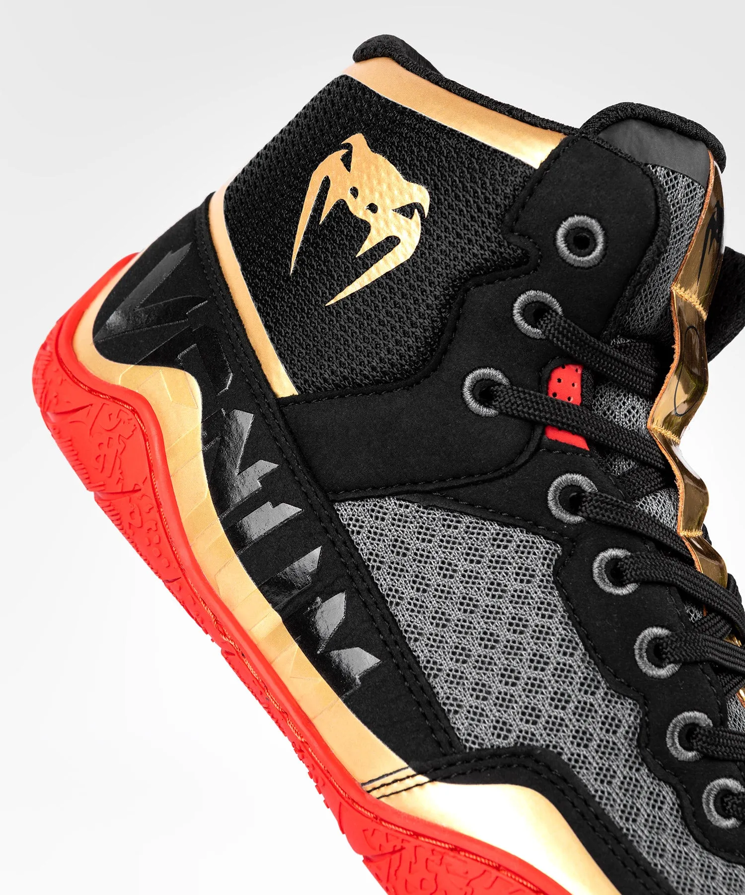 Venum Elite Wrestling Shoes - Black/Gold/Red