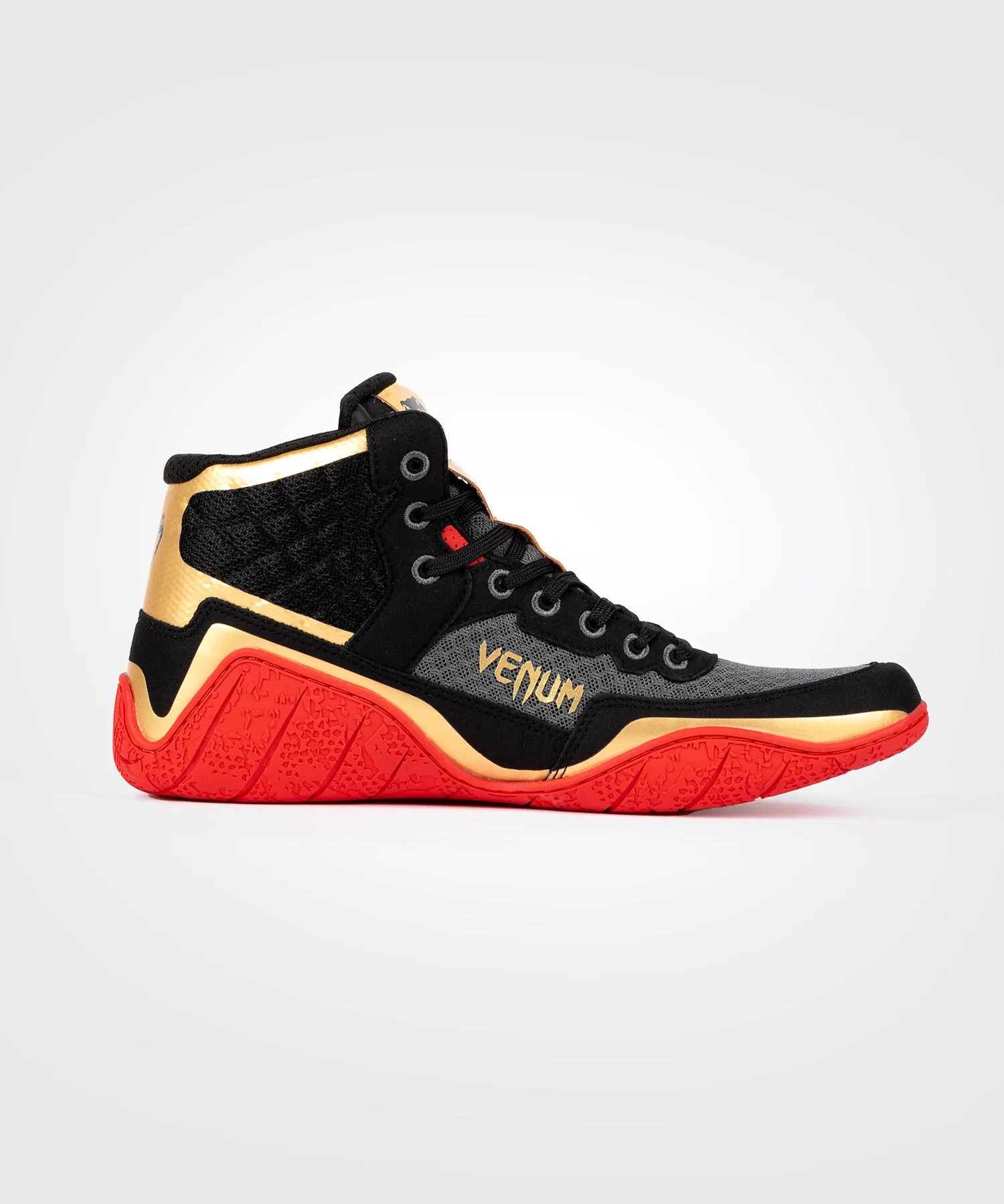 Venum Elite Wrestling Shoes - Black/Gold/Red