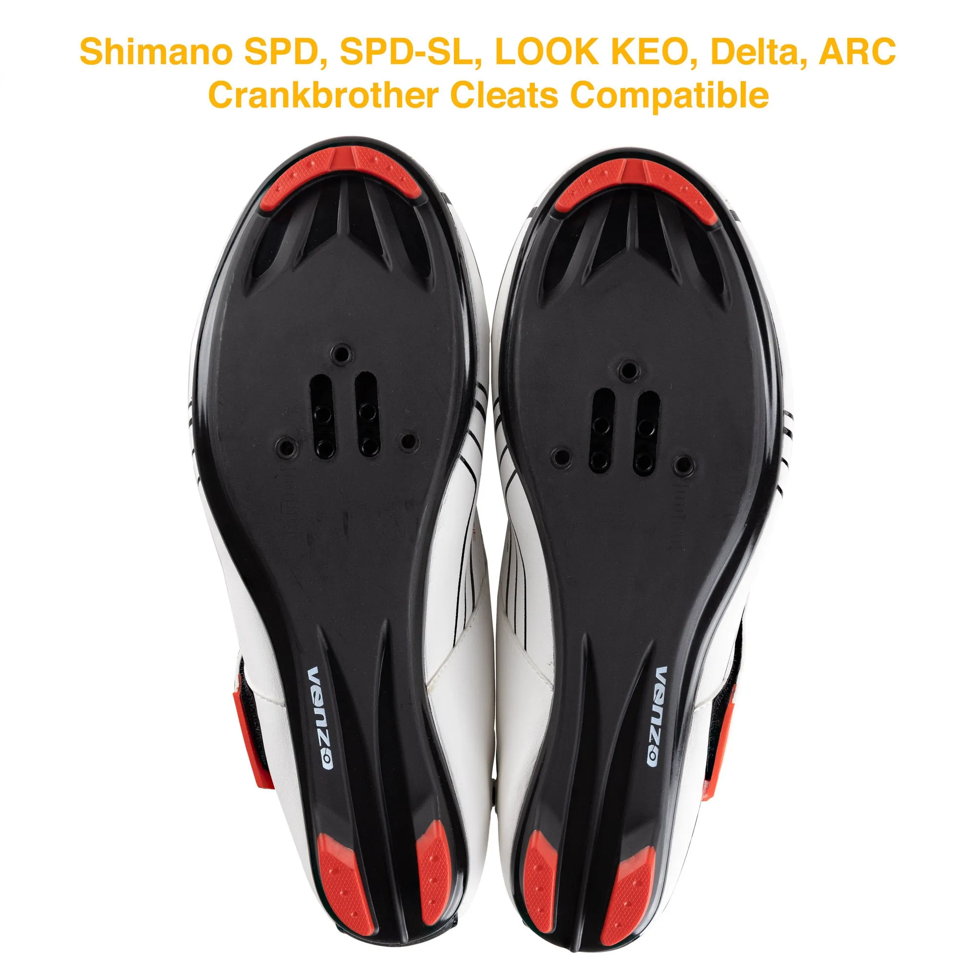 Venzo Bicycle Men’s Road Cycling Triathlon Shoes - w/Clipless Sealed Bearing Look Delta Compatible Pedals & Cleats - Shoes Compatible w/ SPD, SPD-SL, Look KEO & Delta ARC, Crankbrother System