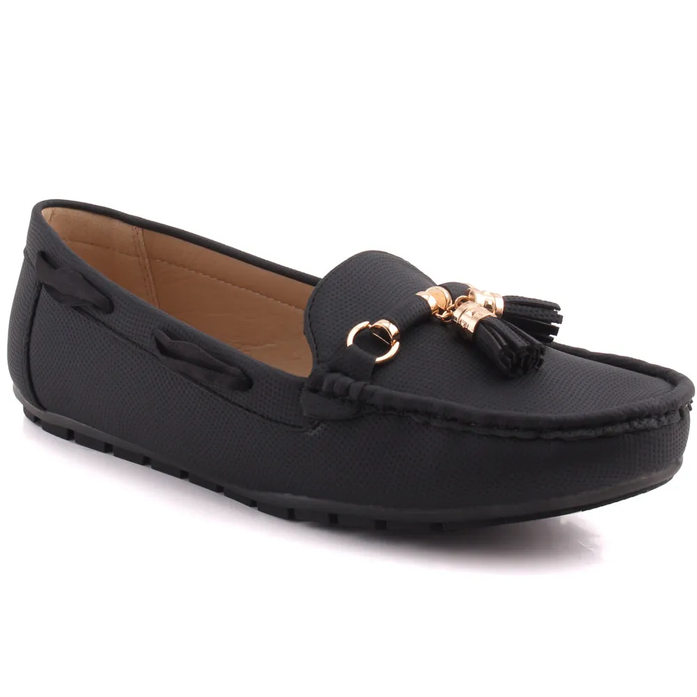 Women “MARISSA” Tassel Slip On Stitched Edge Casual Moccasins