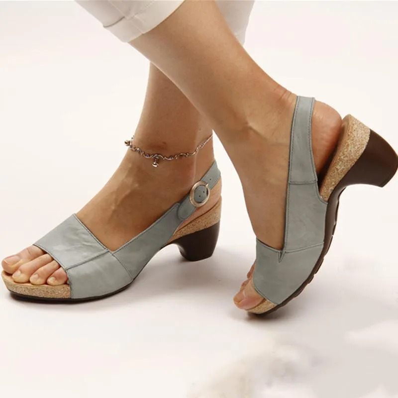 Women Sandal Breathable Arch Support Wedge Slip On Vintage Summer