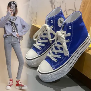 Women's Platform Trendy Heightened Easy Wear Korean Canvas Shoes